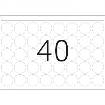 HERMA Haftetiketten in Druckereipackung DP1, 2740, Papier weiß, Ø 19 mm, 252 Blatt/10.000 Etiketten 
