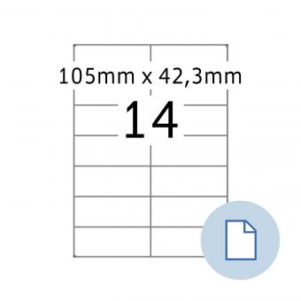 HERMA Blattetiketten A4, 8414, Papier weiß 105x42,3 mm, 500 Blatt/7.000 Etiketten 