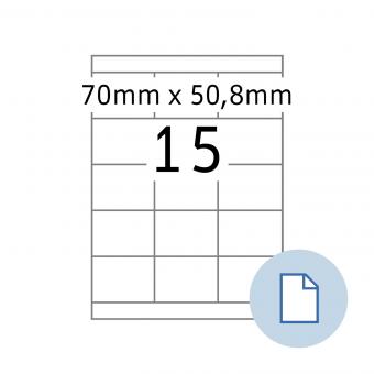 HERMA Blattetiketten A4, 8415, Papier weiß 70x50,8 mm, 500 Blatt/7.500 Etiketten 