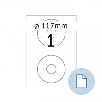HERMA Blattetiketten A4, 8696, CD-Etikett  weiß 117 mm, 100 Bl./200 Etik./Liefereinheit 10 Pack. 