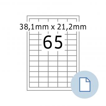 HERMA Blattetiketten A4, 8697, Papier weiß 38,1x21,2 mm, 100 Bl./6.500 Etik./Liefereinheit 10 Pack. 