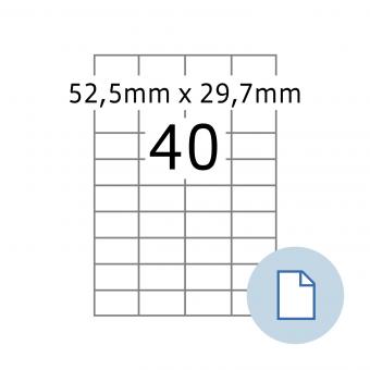 HERMA Blattetiketten A4, 8698, Papier weiß 52,5x29,7 mm, 100 Bl./4.000 Etik./Liefereinheit 10 Pack. 