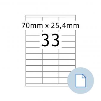 HERMA Blattetiketten A4, 8702, Papier weiß 70x25,4mm, 100 Bl./3.300 Etik./Liefereinheit 10 Pack. 