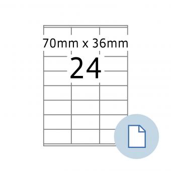 HERMA Blattetiketten A4, 8705, Papier weiß 70x36 mm, 100 Bl./2.400 Etik./Liefereinheit 10 Pack. 