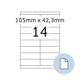HERMA Blattetiketten A4, 8714, Papier weiß 105x42,3 mm, 100 Bl./1.400 Etik./Liefereinheit 10 Pack. 
