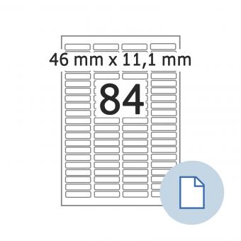 HERMA Blattetiketten A4, 8724, Papier weiß 46x11,1mm, 100 Blatt/8.400 Etik./Liefereinheit 10 Pack. 