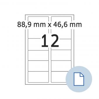 HERMA Blattetiketten A4, 8725, Papier weiß 88,9x46,6mm, 100 Blatt/1.200 Etik./Liefereinheit 10 Pack. 