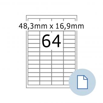 HERMA Blattetiketten A4, 8730, Papier weiß 48,3x16,9mm, 100 Bl./6.400 Etik./Liefereinheit 10 Pack. 