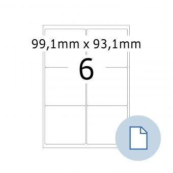 HERMA Blattetiketten A4, 8776, Papier weiß 99,1x93,1mm, 100 Blatt/600 Etik./Liefereinheit 10 Pack. 
