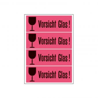 HERMA Versandzettel VORSICHT GLAS, 6750, Papier leuchtrot, 118x39 mm, 250 Blatt/1.000 Etiketten 