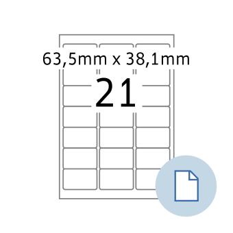 HERMA Blattetiketten A4, 8417, Papier weiß 63,5x38,1 mm, 500 Blatt/10.500 Etiketten 