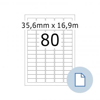 HERMA Blattetiketten A4, 8660, Papier weiß 35,6x16,9mm, 100 Blatt/8.000 Etik./Liefereinheit 10 Pack. 