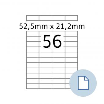 HERMA Blattetiketten A4, 8700, Papier weiß 52,5x21,2mm, 100 Bl./5.600 Etik./Liefereinheit 10 Pack. 