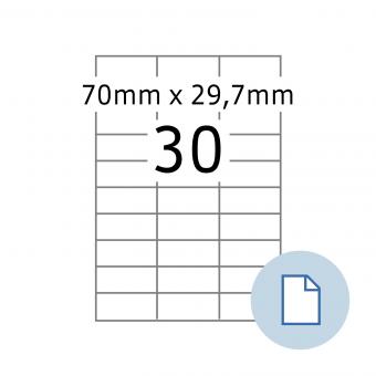 HERMA Blattetiketten A4, 8703, Papier weiß 70x29,7mm, 100 Bl./3.000 Etik./Liefereinheit 10 Pack. 