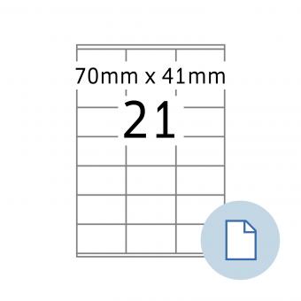 HERMA Blattetiketten A4, 8707, Papier weiß 70x41mm, 100 Bl./2.100 Etik./Liefereinheit 10 Pack. 