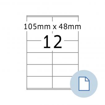 HERMA Blattetiketten A4, 8715, Papier weiß 105x48 mm, 100 Bl./1.200 Etik./Liefereinheit 10 Pack. 