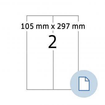 HERMA Blattetiketten A4, 8723, Papier weiß 105x297mm, 100 Blatt/200 Etik./Liefereinheit 10 Pack. 