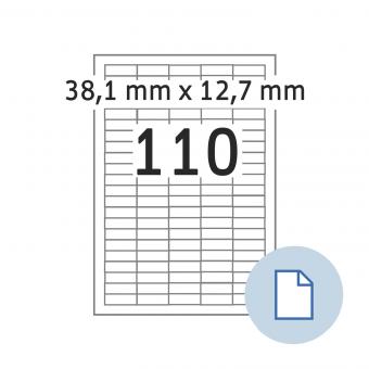 HERMA Blattetiketten A4, 8727, Papier weiß 38,1x12,7mm, 100 Blatt/11.000 Etik./Liefereinheit 10 Pack 