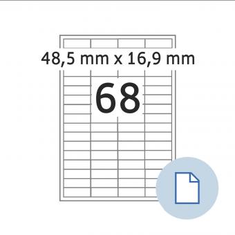 HERMA Blattetiketten A4, 8729, Papier weiß 48,5x16,9mm, 100 Blatt/6.800 Etik./Liefereinheit 10 Pack. 