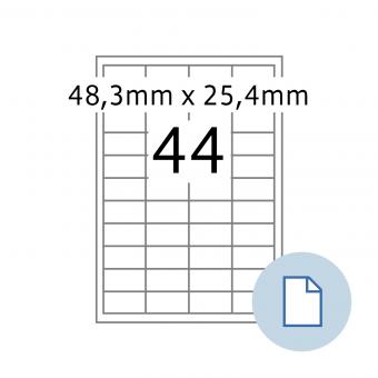 HERMA Blattetiketten A4, 8731, Papier weiß 48,3x25,4mm, 100 Bl./4.400 Etik./Liefereinheit 10 Pack. 