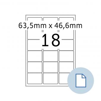 HERMA Blattetiketten A4, 8735, Papier weiß 63,5x46,6mm, 100 Bl./1.800 Etik./Liefereinheit 10 Pack. 