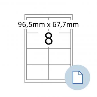 HERMA Blattetiketten A4, 8739, Papier weiß 96,5x67,7mm, 100 Bl./800 Etik./Liefereinheit 10 Pack. 