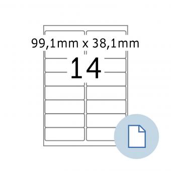 HERMA Blattetiketten A4, 8757, Papier weiß 99,1x38,1mm, 100 Bl./1.400 Etik./Liefereinheit 10 Pack. 