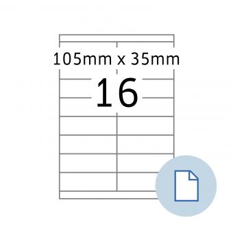 HERMA Blattetiketten A4, 8759, Papier weiß 105x35mm, 100 Blatt/1.600 Etik./Lieferinheit 10 Pack. 