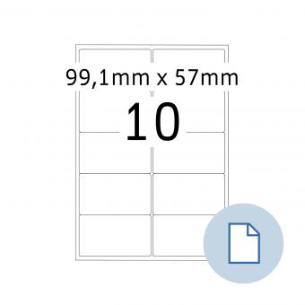 HERMA Blattetiketten A4, 8773, Papier weiß 99,1x57mm, 100 Blatt/1.000 Etik./Liefereinheit 10 Pack. 