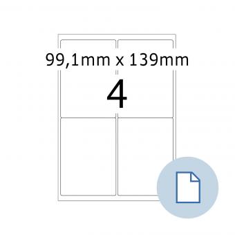 HERMA Blattetiketten A4, 8775, Papier weiß 99,1x139mm, 100 Blatt/400 Etik./Liefereinheit 10 Pack. 