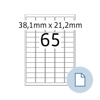 HERMA Blattetiketten A4, 8781, Papier weiß 38,1x21,2mm, 100 Blatt/6.500 Etik./Liefereinheit 10 Pack. 