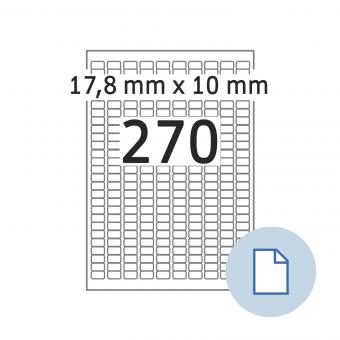 HERMA Blattetiketten A4, 8790, Papier weiß 17,8x10mm, 100 Blatt/27.000 Etik./Liefereinheit 10 Pack. 