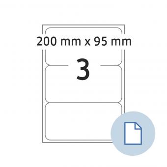 HERMA Blattetiketten A4, 8793, Papier weiß 200x95mm, 100 Blatt/300 Etik./Liefereinheit 10 Pack. 